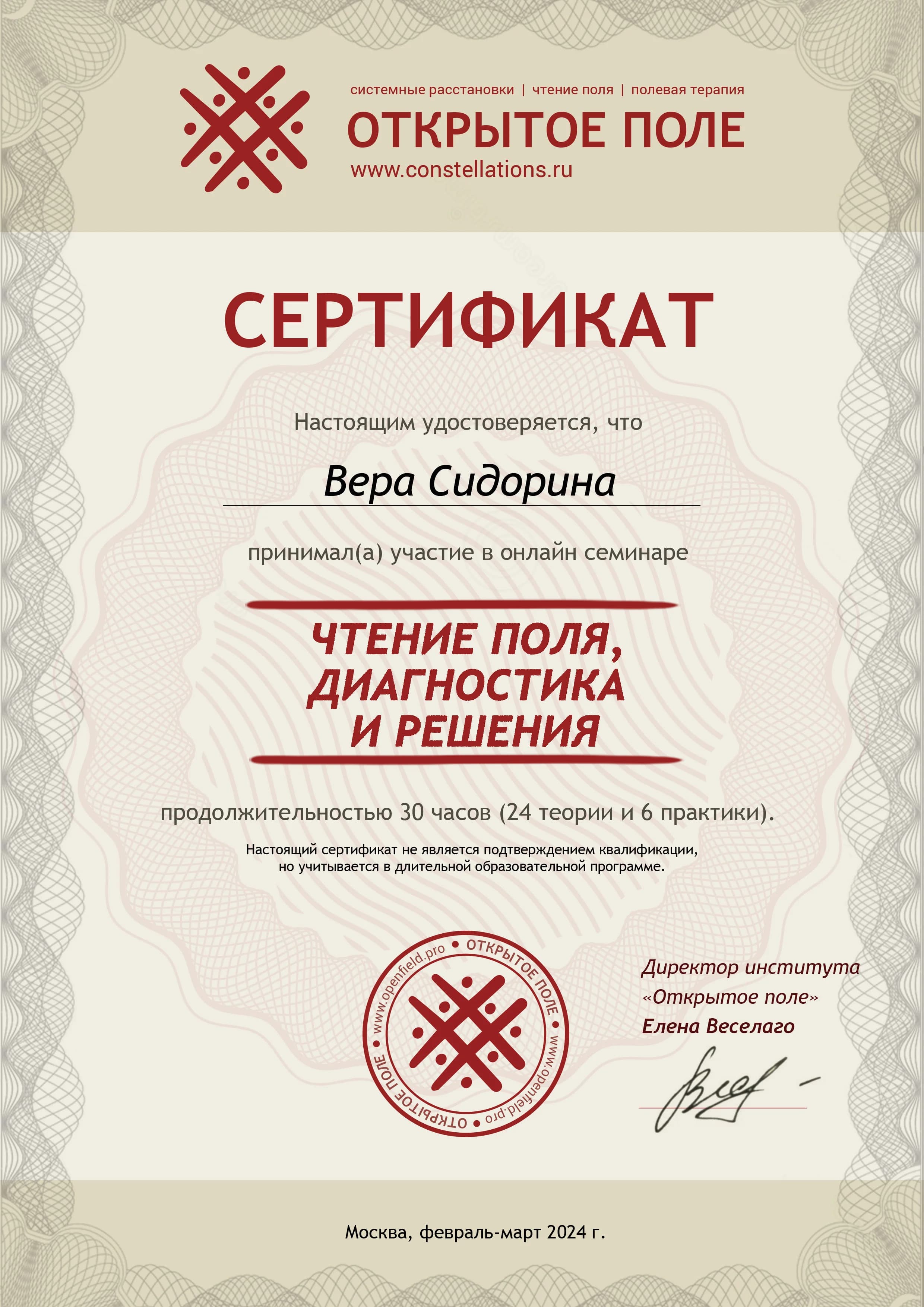 Диплом Веры Сидориной